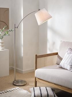John Lewis Swing Arm Floor Lamp, Brushed Steel - view 2, Brushed Steel