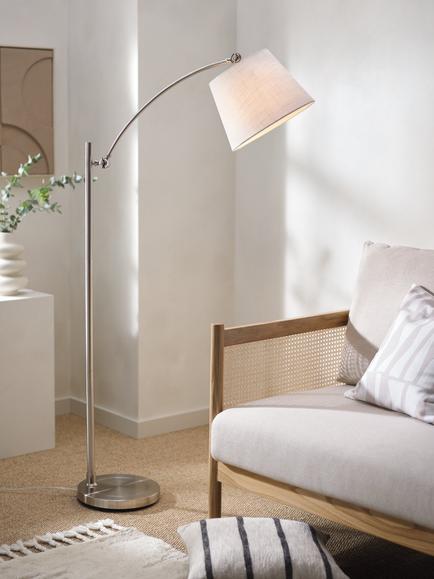John Lewis Swing Arm Floor Lamp, Brushed Steel - view 2, Brushed Steel
