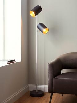 John Lewis ANYDAY Metal Double Arm Floor Lamp - view 2, Black/Brushed Chrome