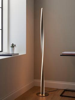 John Lewis Twist LED Floor Lamp, Brushed Aluminium - view 2, Brushed Aluminium