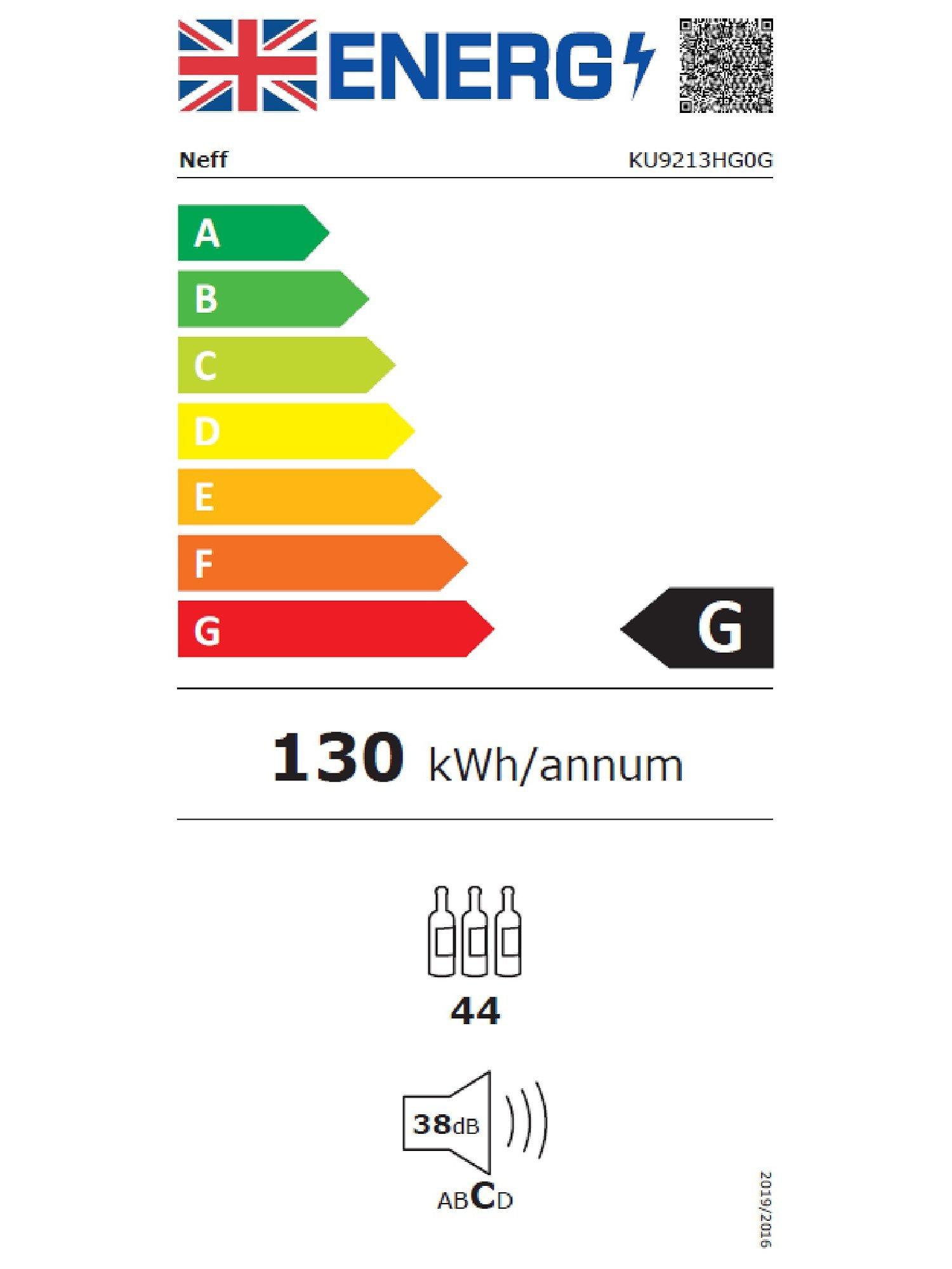 This item is rated G for energy efficiency on a scale from A (most efficient) to G (least efficient).