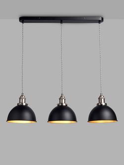 John Lewis Baldwin 3 Pendant Diner Ceiling Light, Black
