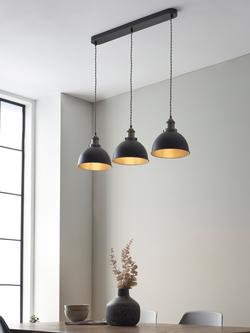 John Lewis Baldwin 3 Pendant Diner Ceiling Light - view 2, Black