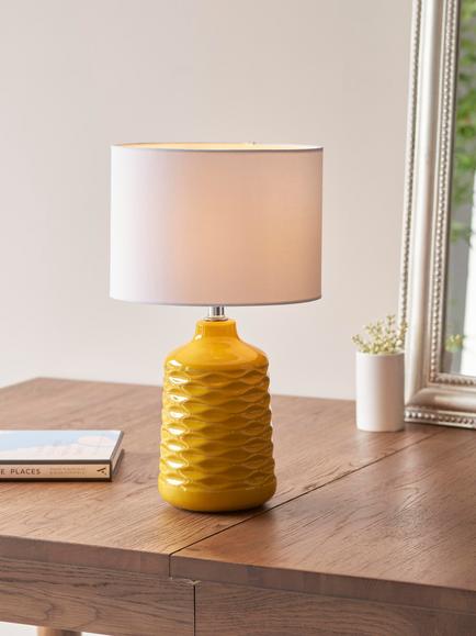 John Lewis Annie Ceramic Table Lamp - view 2, Saffron 1