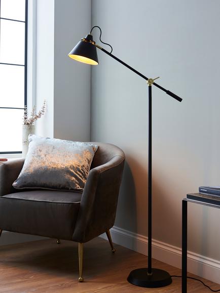 John Lewis Bureau Floor Lamp, Matt Black - view 2, Matt Black