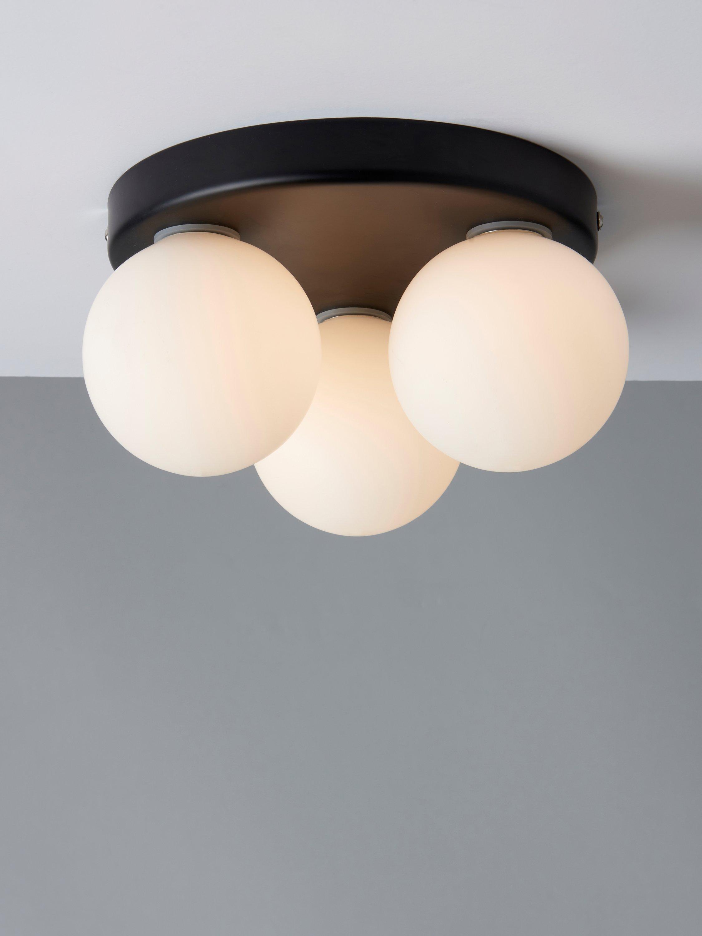 John Lewis Harlow Semi Flush Bathroom Ceiling Light, Matt Black