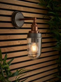 John Lewis Baldwin Slim Outdoor Wall Light, Pewter/Copper, Pewter/Copper