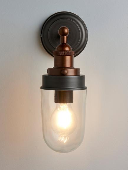 John Lewis Baldwin Slim Outdoor Wall Light, Pewter/Copper - view 2, Pewter/Copper