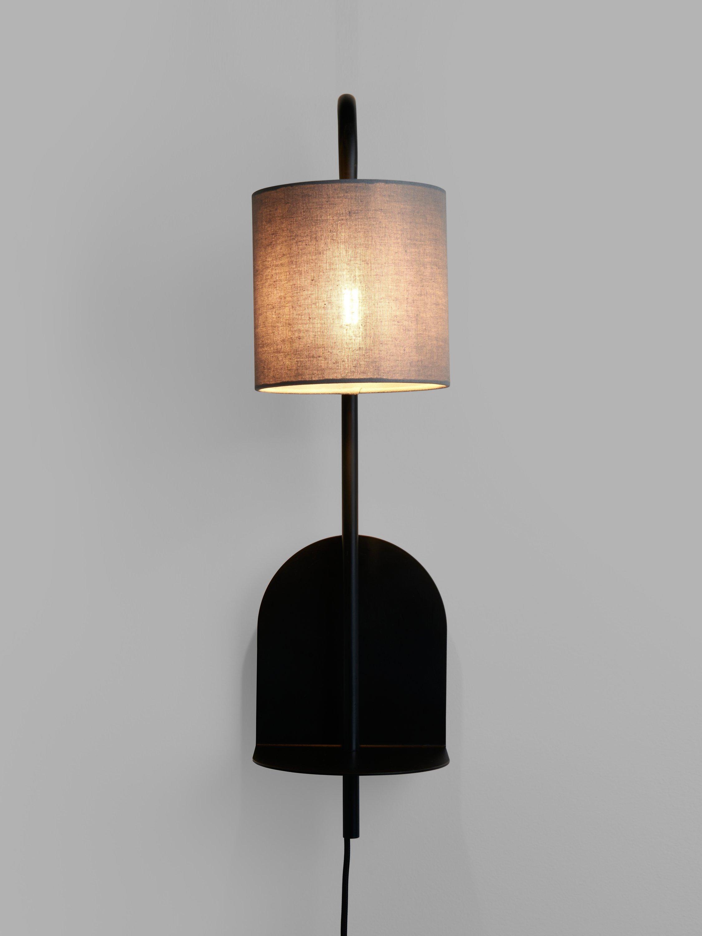 John Lewis Platform Plug-In Wall Light and Shelf, Matt Black