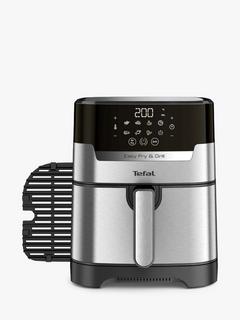 Tefal EY505D Easy Fry Precision+ 2in1 Digital Air Fryer & Grill, 4.2L, Chrome/Black