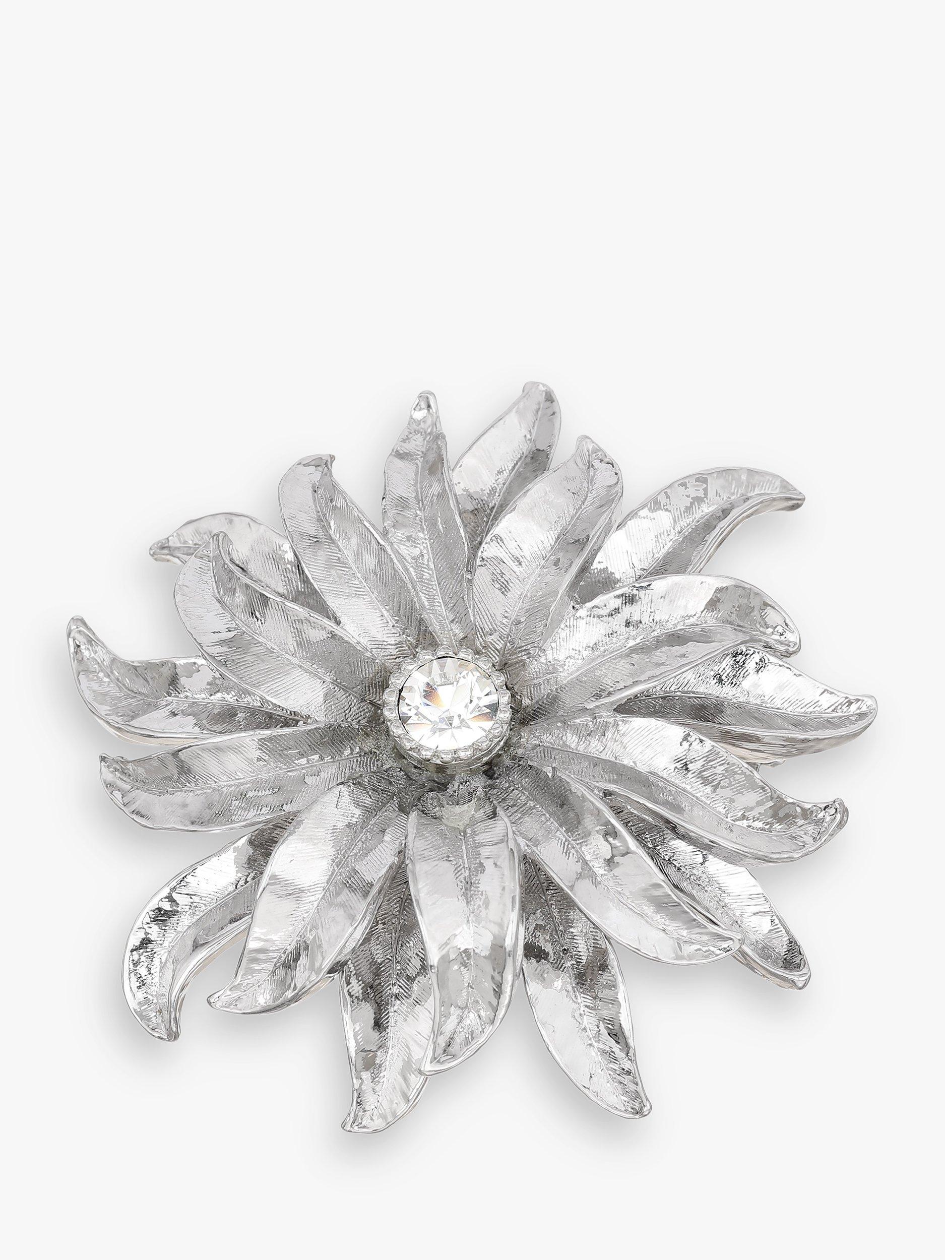 Product image 1 of 3, which shows Eclectica Pre-Loved Swarovski Crystal Flower Burst Brooch, Dated Circa 1990s, Silver