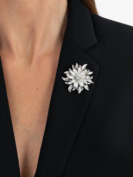 Eclectica Pre-Loved Swarovski Crystal Flower Burst Brooch, Dated Circa 1990s, Silver - view 2, Silver