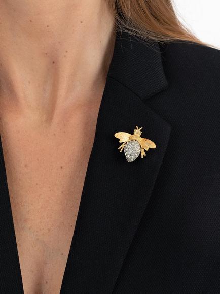 Eclectica Pre-Loved Swarovski Crystal Bumble Bee Brooch, Dated Circa 1980s, Gold/Silver - view 2, Gold/Silver
