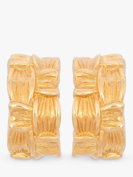 Eclectica Pre-Loved 22ct Gold Plated Woven Textured Half Hoop Clip-on Earrings, Dated Circa 1990s, Gold, Gold