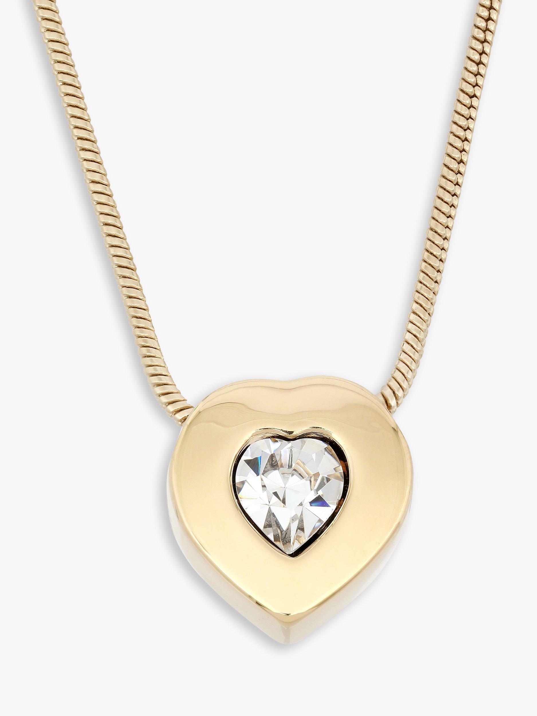 Product image 1 of 3, which shows Eclectica Pre-Loved 22ct Gold Plated Swarovski Crystal Heart Pendant Necklace, Dated Circa 1980s, Gold