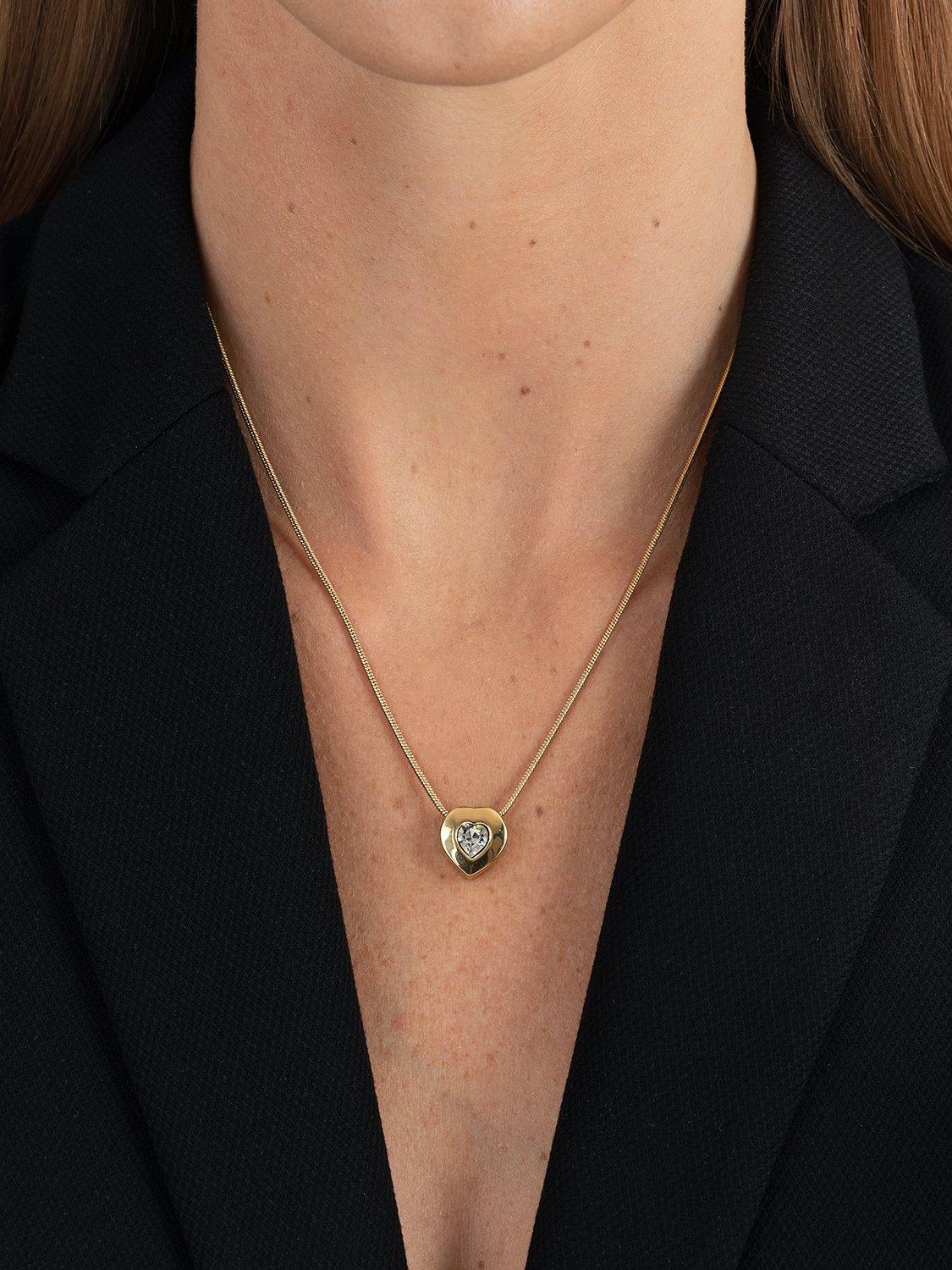 Product image 2 of 3, which shows Eclectica Pre-Loved 22ct Gold Plated Swarovski Crystal Heart Pendant Necklace, Dated Circa 1980s, Gold