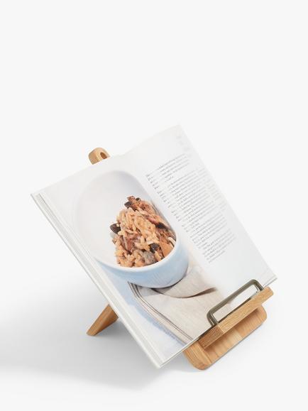 John Lewis Oak Wood Foldable Cookbook Stand, Natural - view 2, Natural