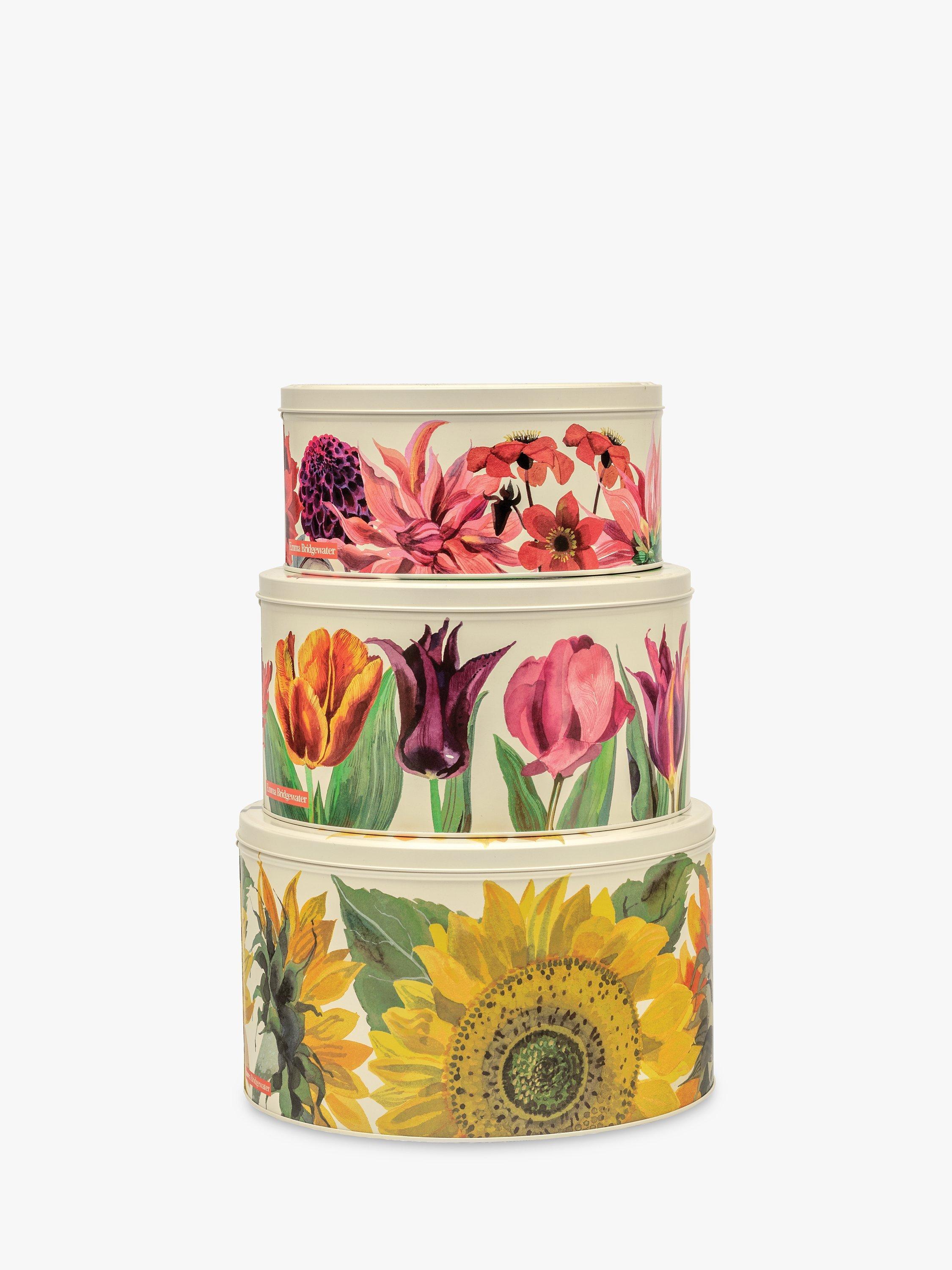 Emma Bridgewater Floral Print Nesting Cake Tins Set of 3 Cream Multi