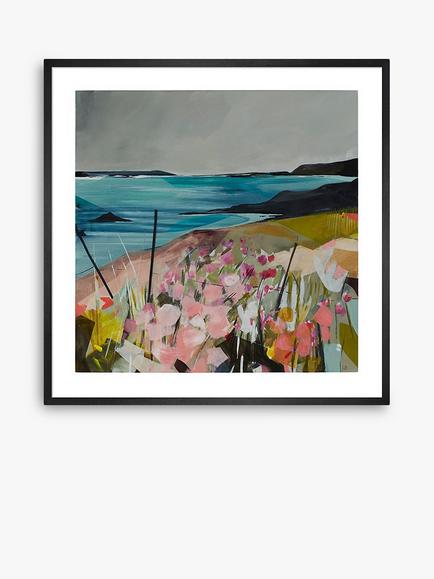 John Lewis Louise Body 'Looking at the Bright Side' Floral Framed Print & Mount, 50 x 50cm, Blue/Multi, Blue/Multi