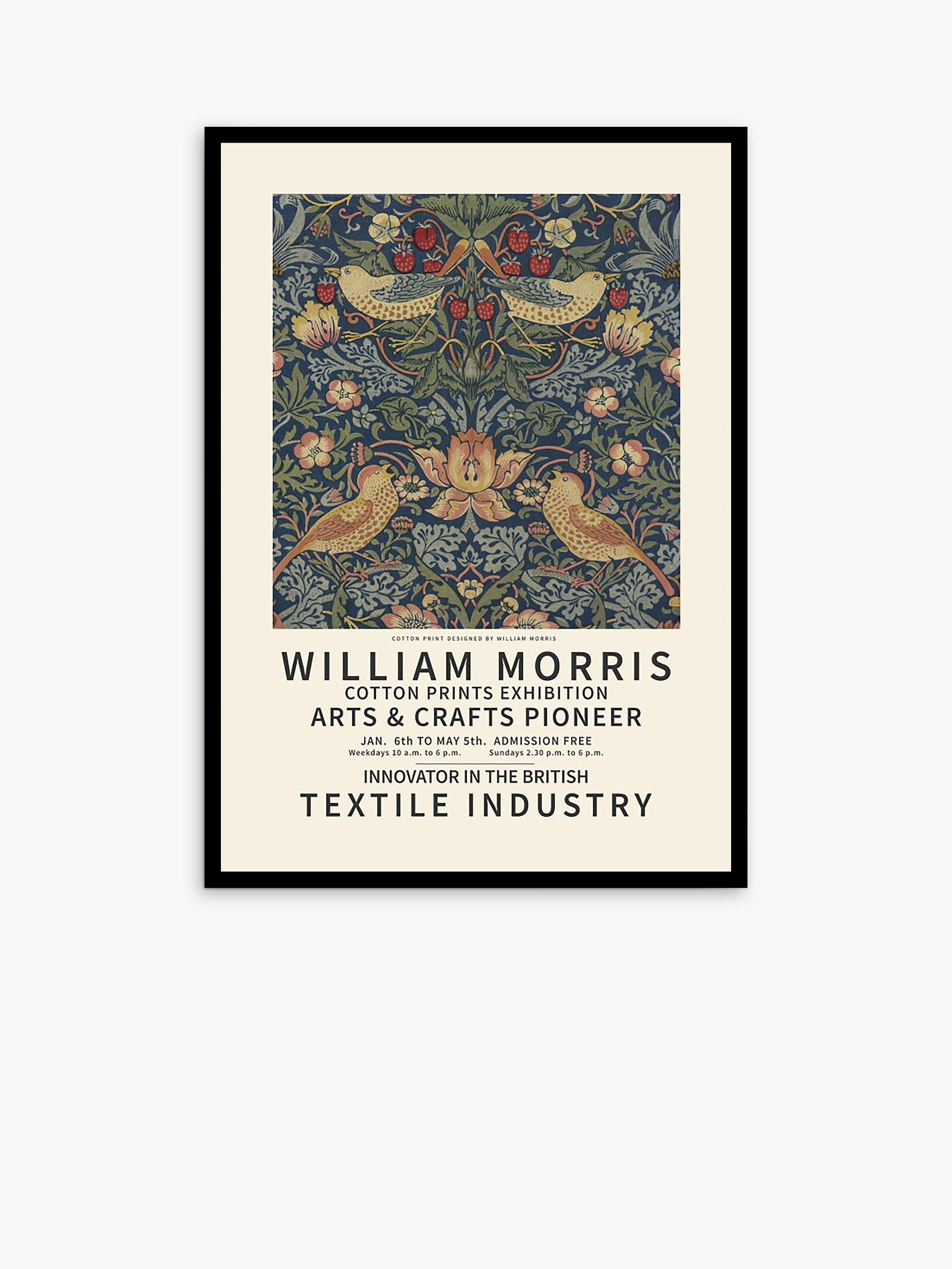 John Lewis William Morris 'Strawberry Thief' Exhibition Poster Framed Print, 104.5 x 78.5cm, Green/Multi