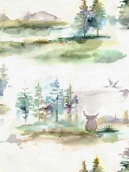 Voyage Caledonian Forest Furnishing Fabric, Linen Topaz