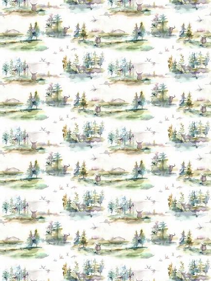 Voyage Caledonian Forest Furnishing Fabric - view 2, Linen Topaz