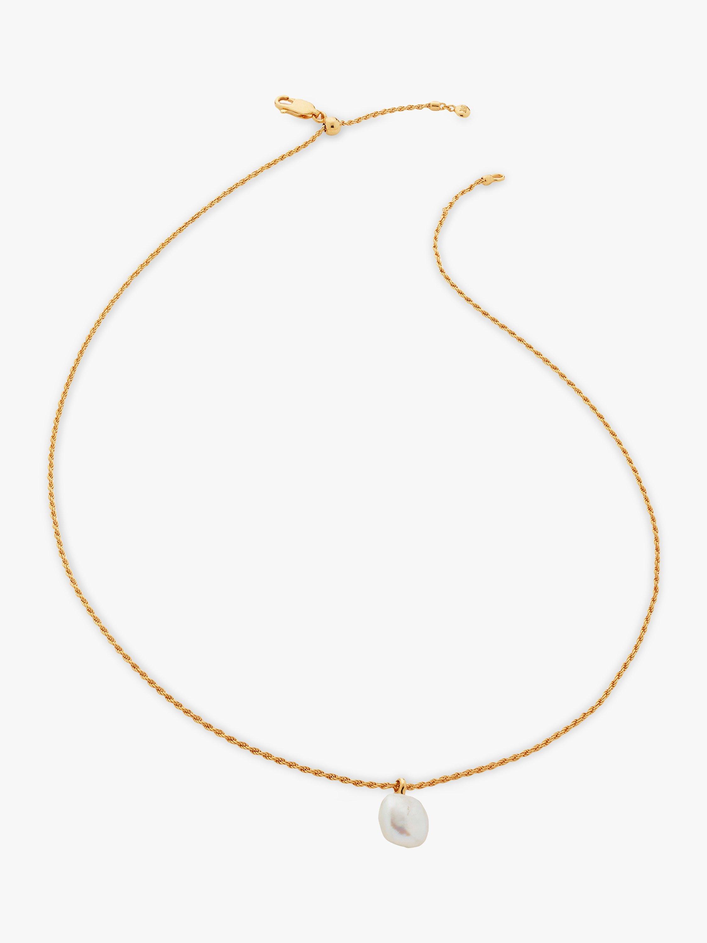 Product image 1 of 4, which shows Monica Vinader Nura Tiny Keshi Pearl Chain Necklace, Gold