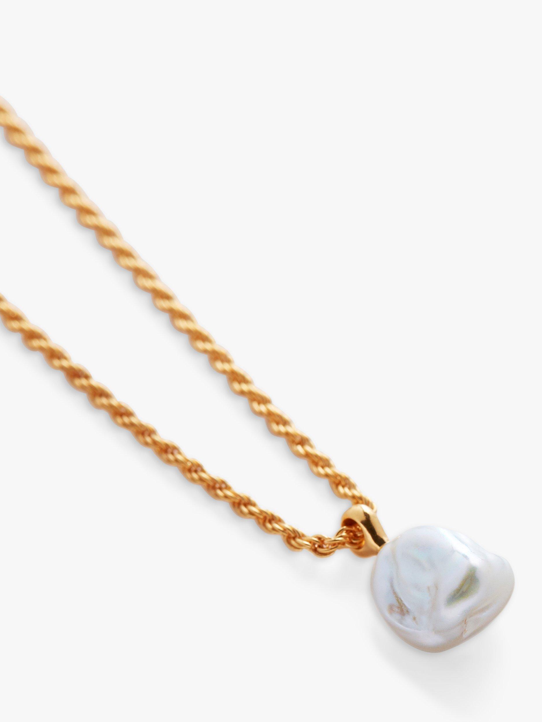 Product image 3 of 4, which shows Monica Vinader Nura Tiny Keshi Pearl Chain Necklace, Gold