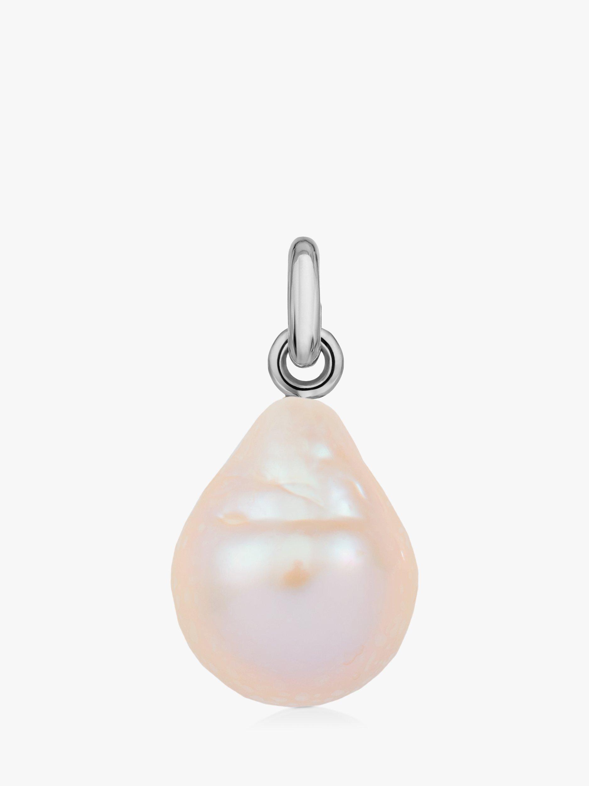 Product image 1 of 6, which shows Monica Vinader Nura Baroque Pearl Charm, Silver/White