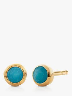 Monica Vinader Mini Gem Stud Earrings, Gold/Turquoise
