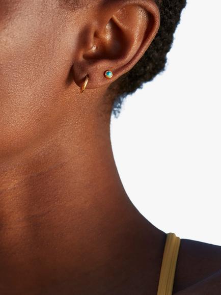 Monica Vinader Mini Gem Stud Earrings - view 2, Gold/Turquoise