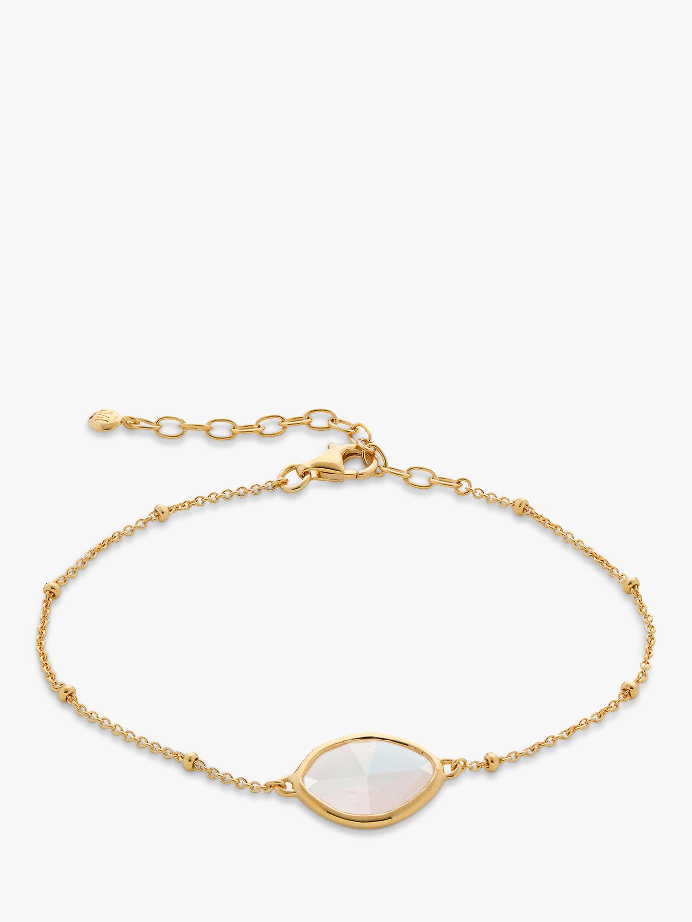 Product image 1 of 5, which shows Monica Vinader Petal Moonstone Beaded Chain Bracelet, Gold