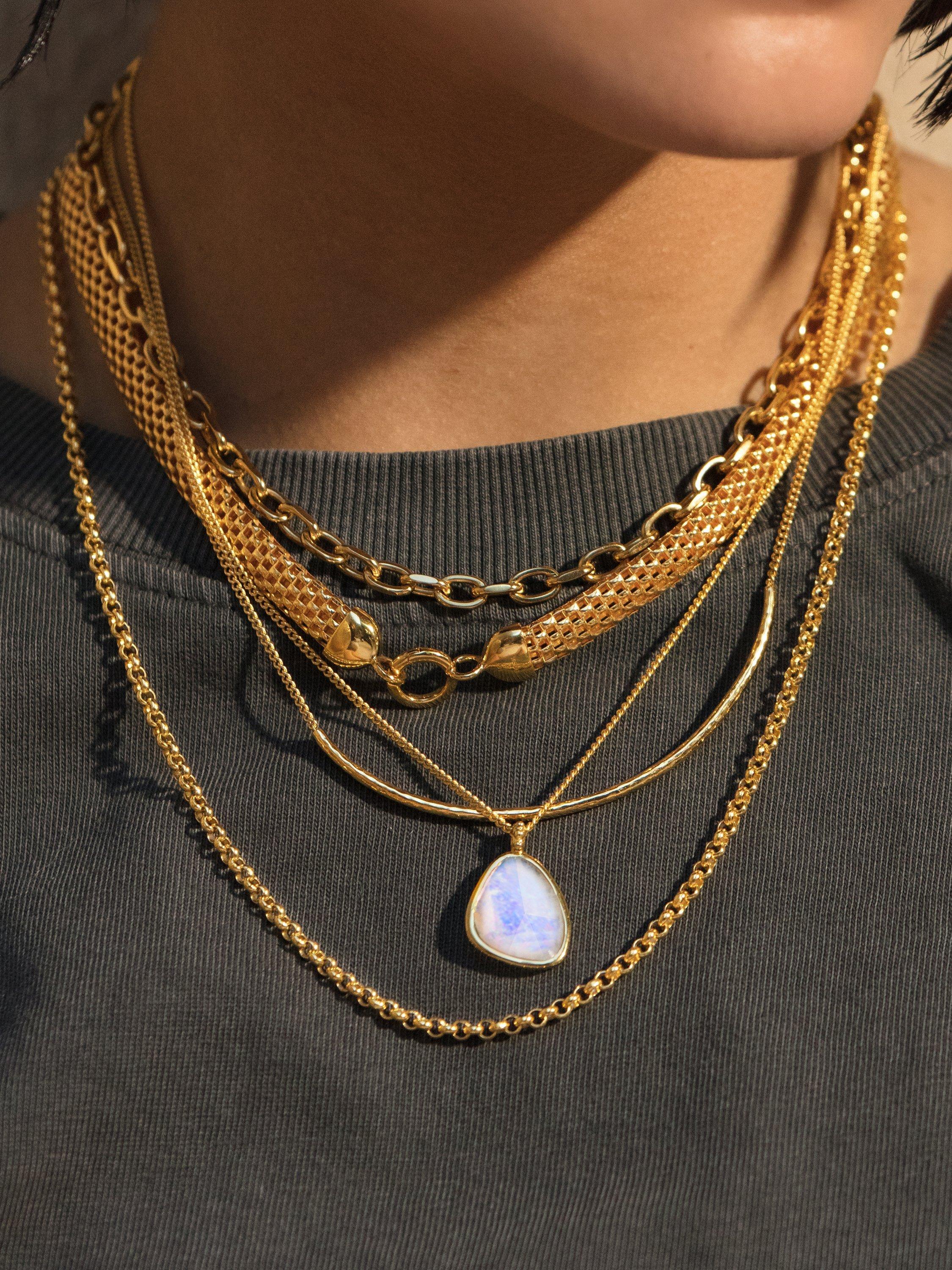 Product image 4 of 5, which shows Monica Vinader Deia Gemstone Charm, Gold/Moonstone