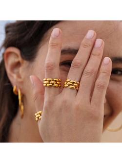 Monica Vinader Chain Ring, Gold - view 2, Gold