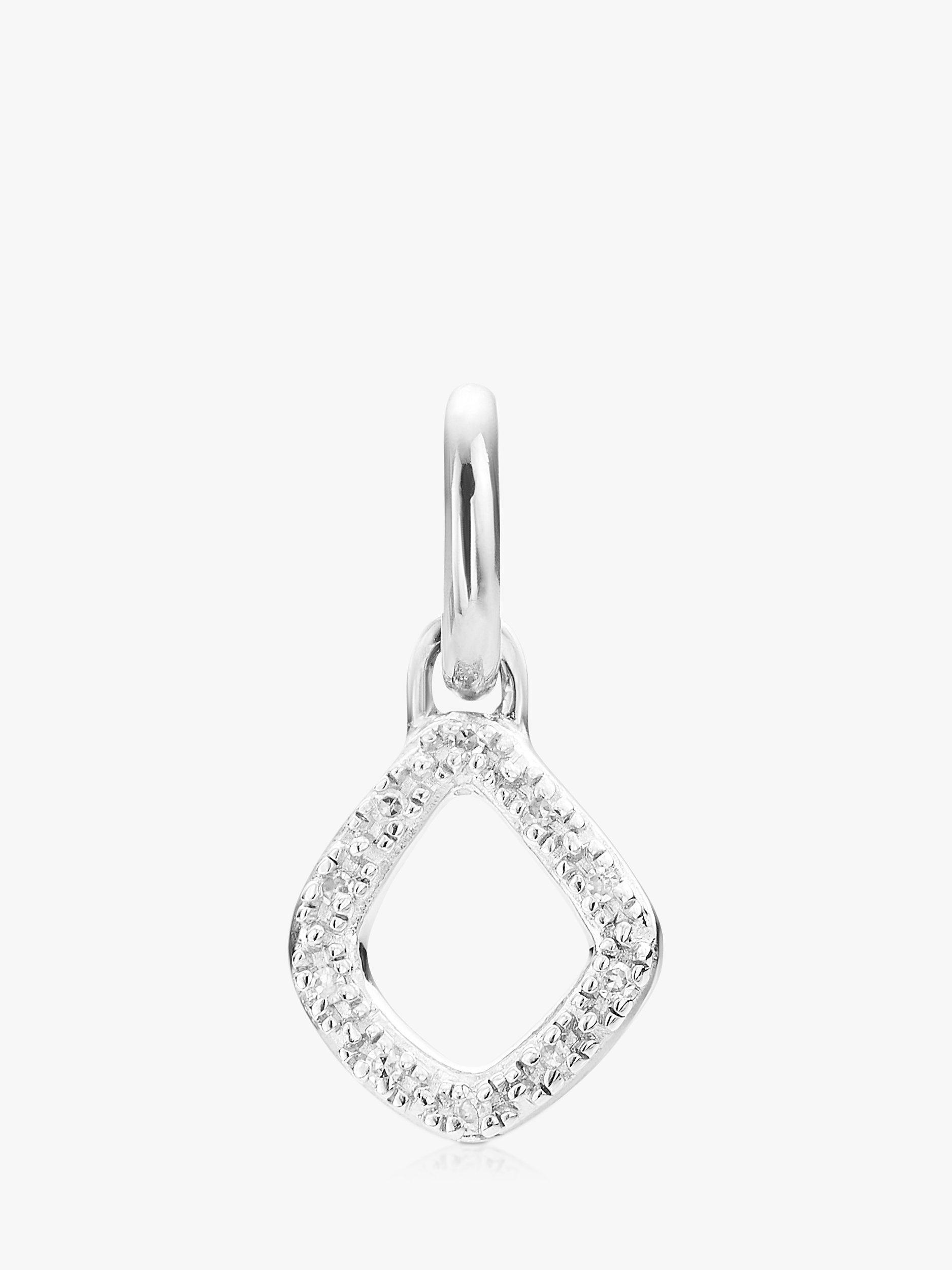 Monica Vinader Riva Mini Kite Diamond Pendant Charm, Silver