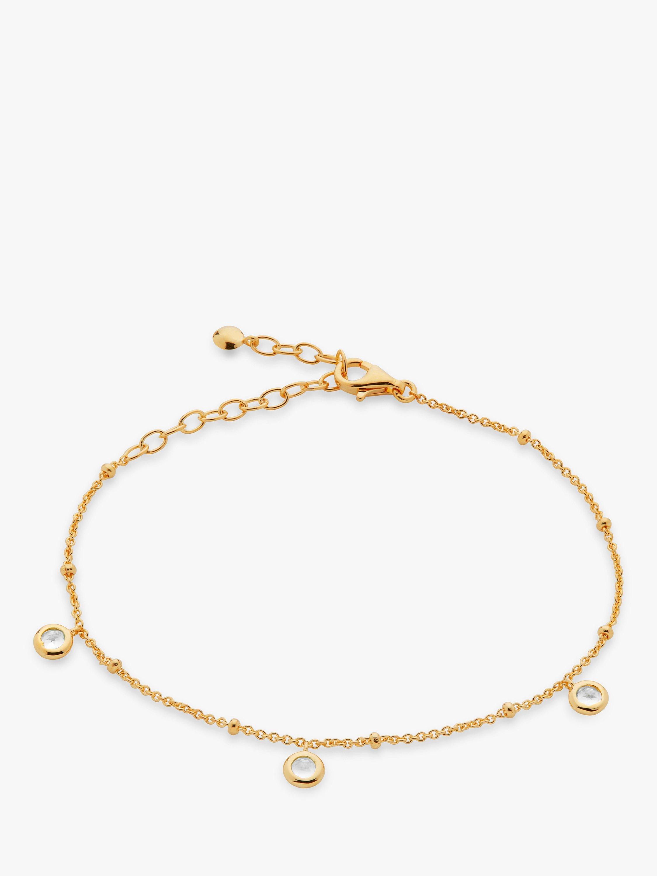 Product image 1 of 4, which shows Monica Vinader Mini Gem Chain Bracelet, Gold/White Topaz