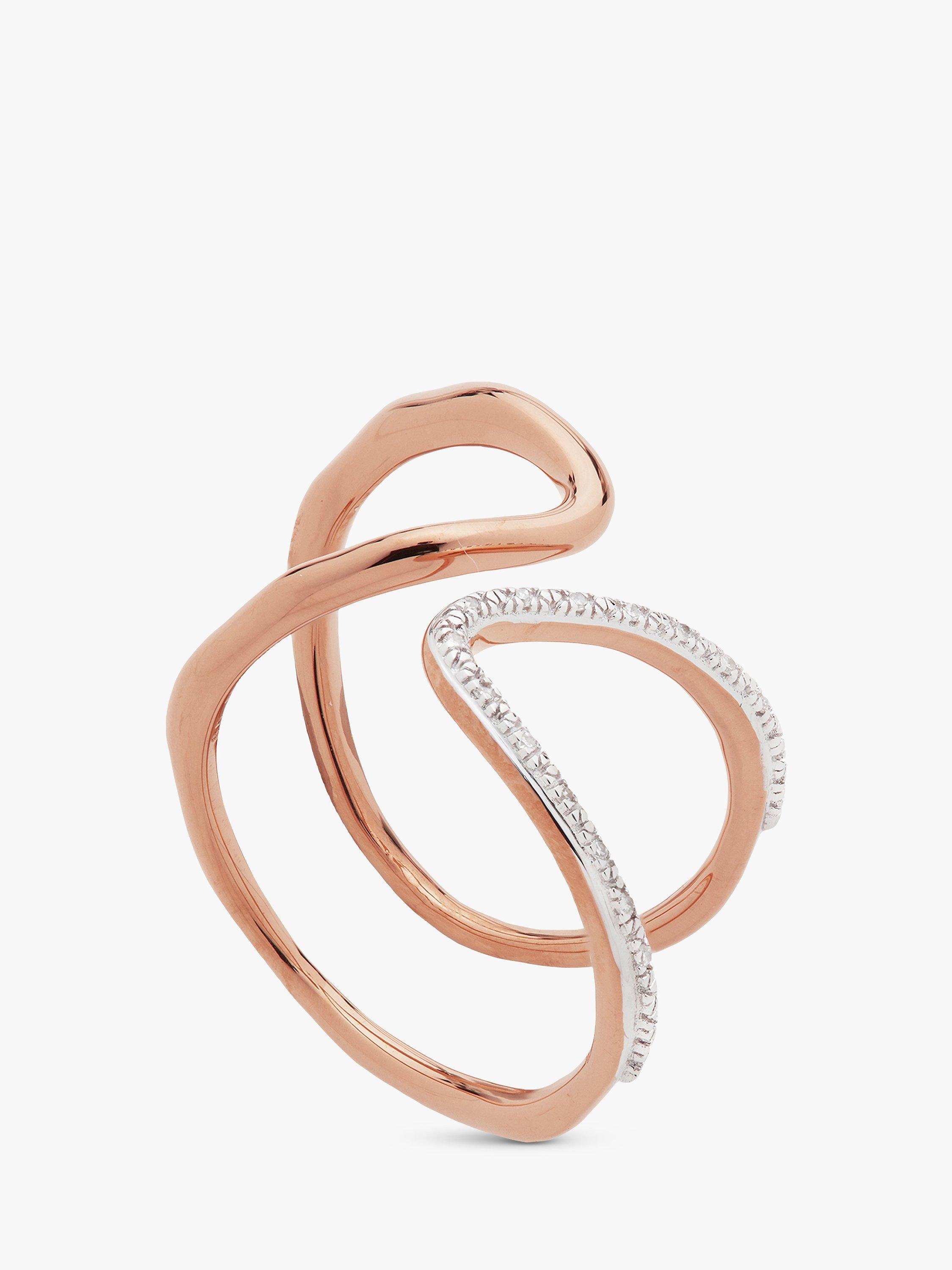 Monica Vinader Riva Open Wrap Diamond Ring, Rose Gold