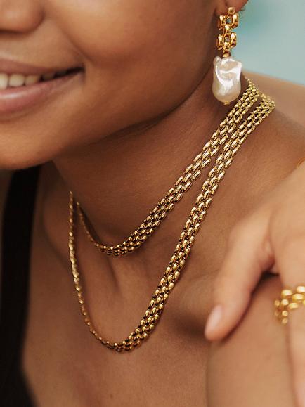 Monica Vinader Heirloom Necklace, Gold - view 2, Gold