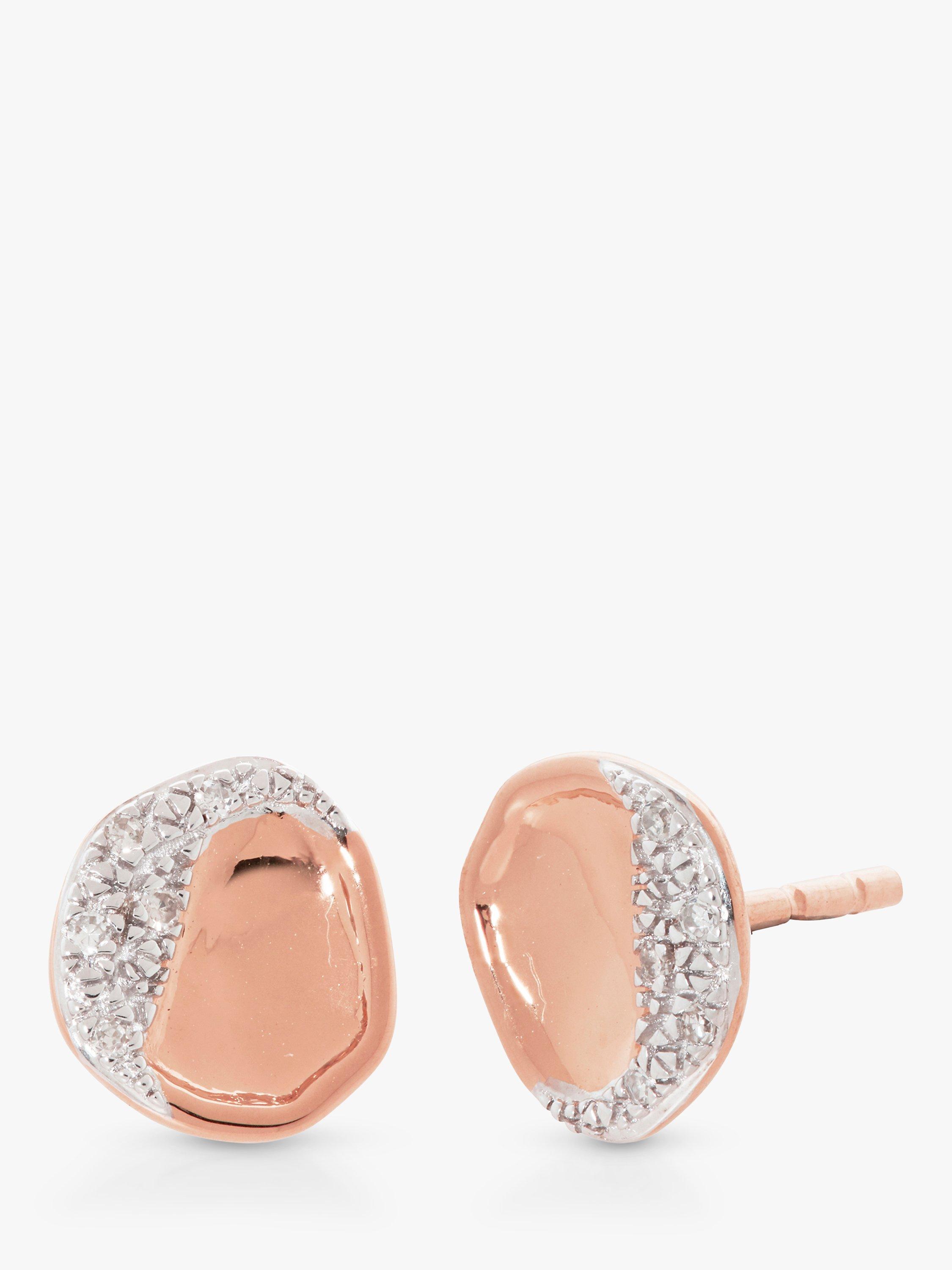 Monica Vinader Shore Diamond Stud Earrings, Rose Gold