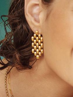 Monica Vinader Chain Cocktail Drop Earrings, Gold - view 2, Gold Gold