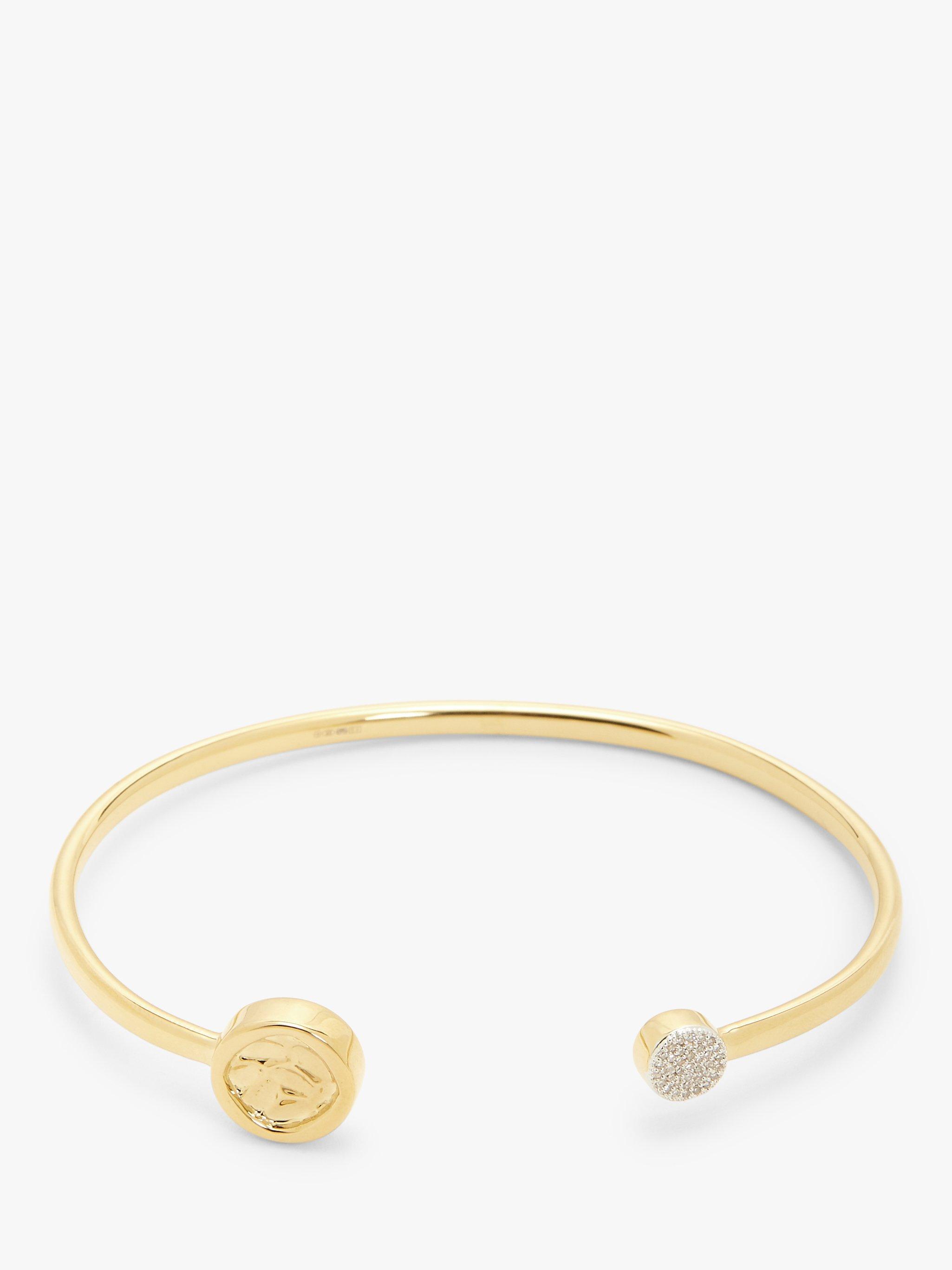 John Lewis Diamond End Cuff Bangle, Gold