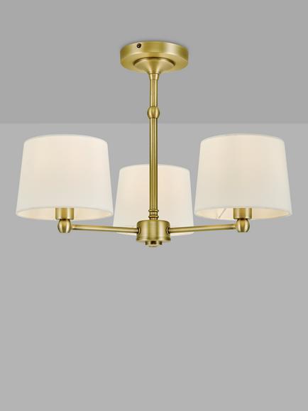 John Lewis Isabel Semi Flush Ceiling Light, Antique Brass