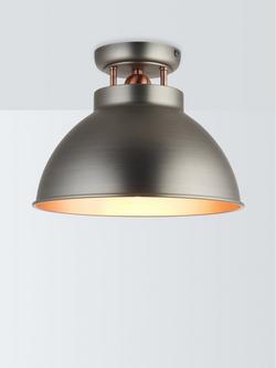 John Lewis Baldwin Semi Flush Ceiling Light - view 2, Pewter/Copper
