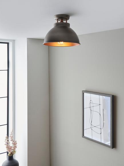 John Lewis Baldwin Semi Flush Ceiling Light, Pewter/Copper