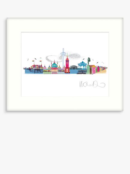 John Lewis Ilona Drew 'Panoramic Brighton' Framed Print & Mount, 43.5 x 53.5cm, Multi, Multi