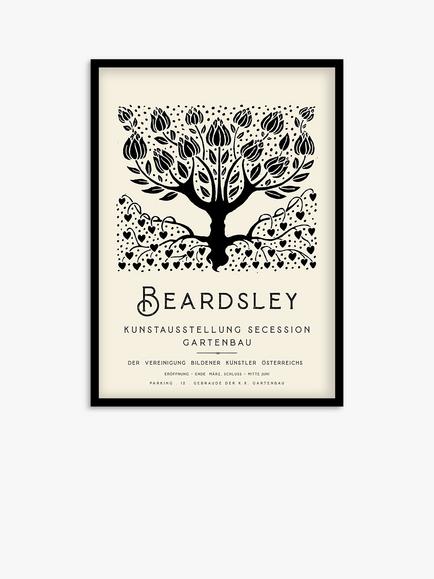 John Lewis Aubrey Beardsley 'Art Nouveau Tree' Framed Print, 73.5 x 53.5cm, Black/White, Black/White