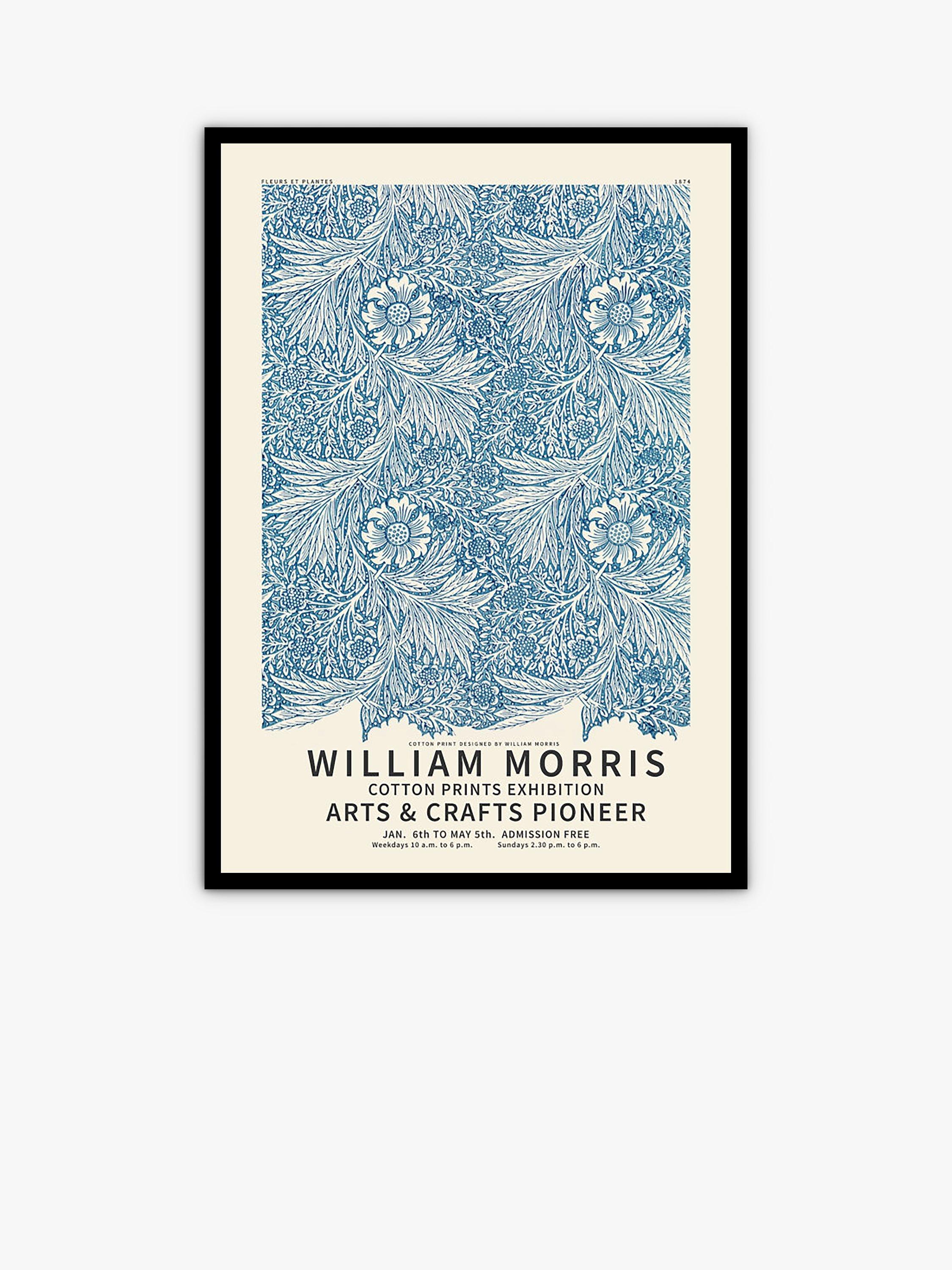 John Lewis William Morris 'Cotton Prints' Exhibition Poster Framed Print, 104.5 x 78.5cm, Blue