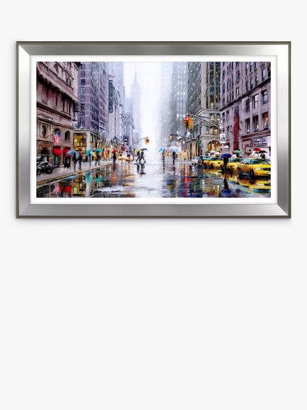 John Lewis Richard Macneil 'Rainfall on Fifth Avenue New York' Framed Print & Mount, 72 x 112cm, Multi, Multi