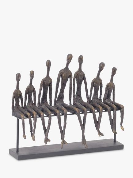 Libra Interiors Friendship Bench Sculpture, H36cm, Antique Bronze, Bronze