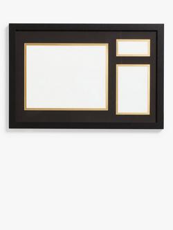 John Lewis Multi-aperture Certificate Frame, 3 Photo, Black/Gold, Black/Gold